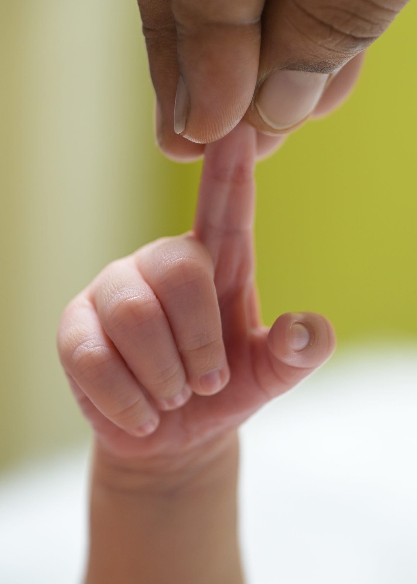 Newborn - baby hand holding finger