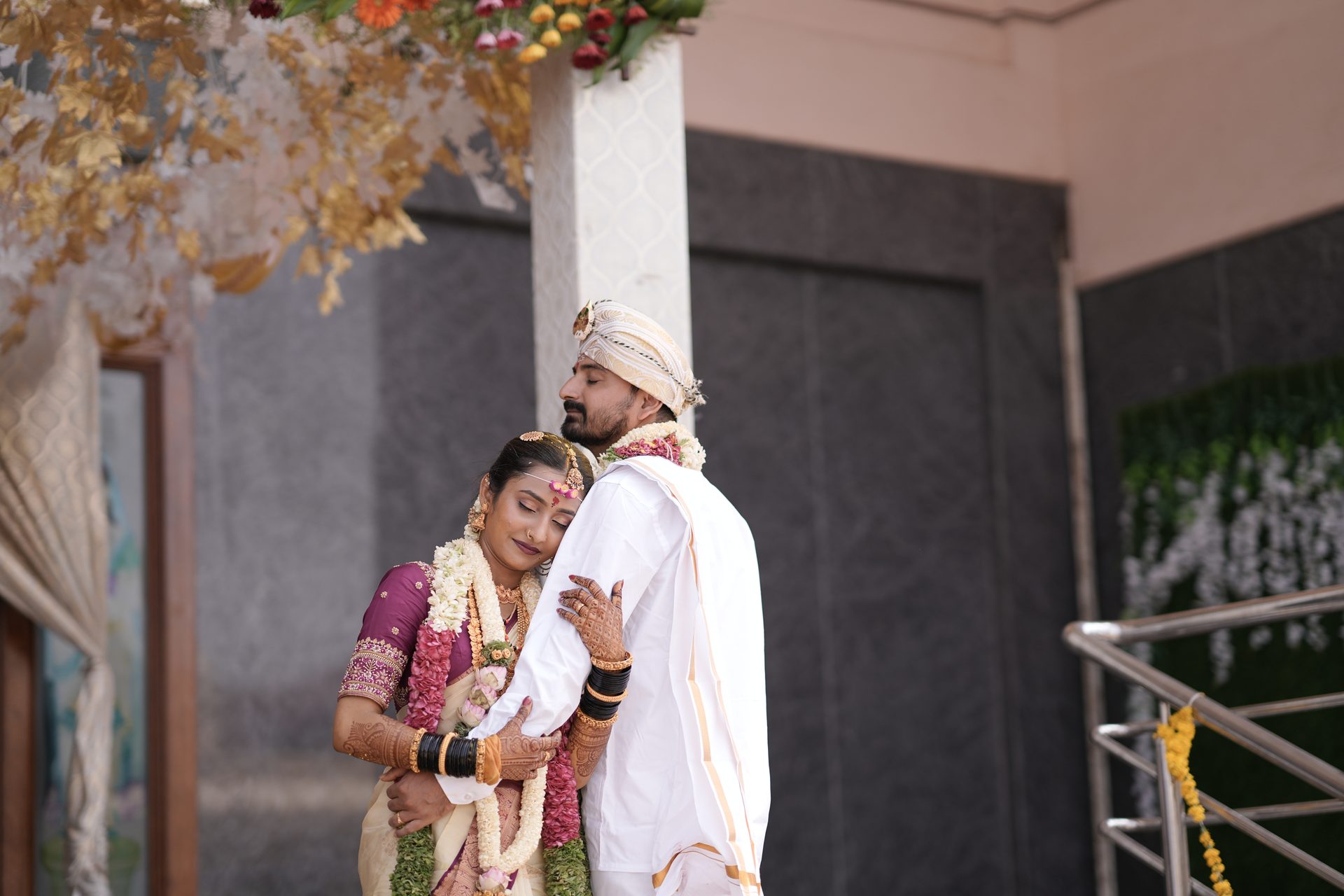 Wedding - couple embracing